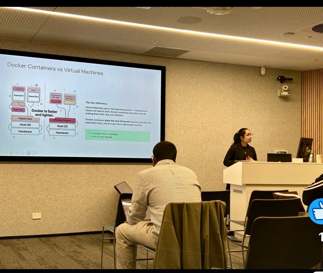 Kirtika presenting Docker talk